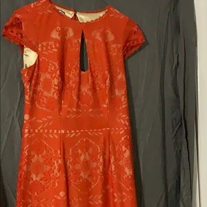 Orange lace keyhole Bebe dress